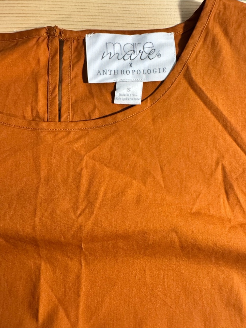 Anthropologie Orange Ruffle Sleeve Cotton Top